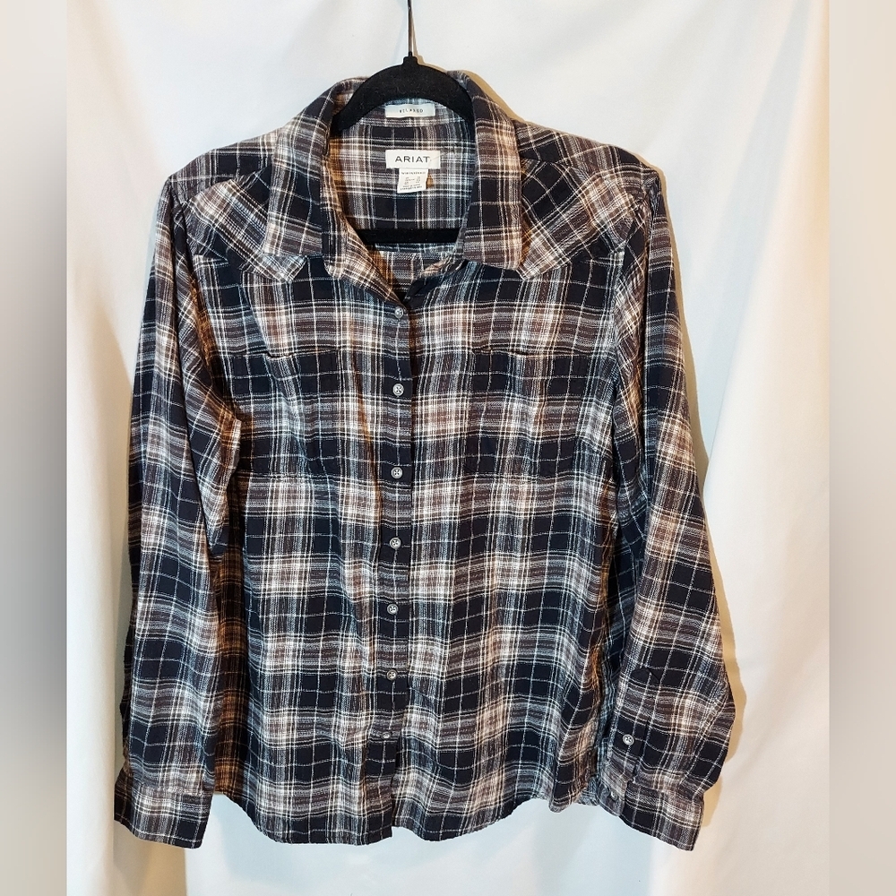 Ariat Women's Cozy Casual Cotton Flannel Plaid Shirt - XL